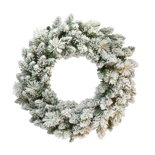 6 Pack: 24" Flocked Spruce Wreath